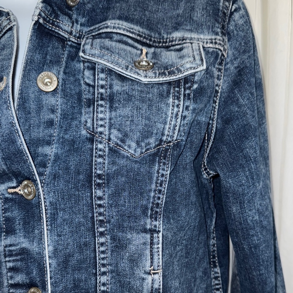 Liz Claiborne Blue Jean Jacket Distressed Vintage Style - Picture 3 of 9